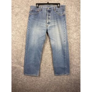 Levis 501 Original Fit Mens Blue Denim Straight Leg Button Fly Jeans 36x30(26.5)